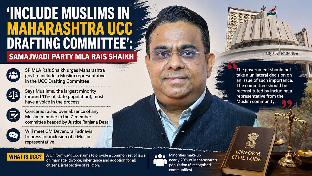 'Include Muslims In Maharashtra UCC Drafting Committee': Samajwadi Party MLA Rais Shaikh