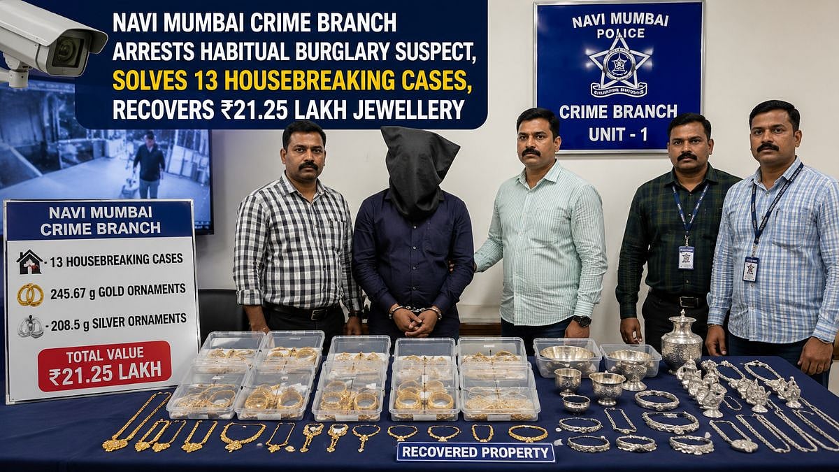 Navi Mumbai Crime Branch Arrests 48-Year-Old Habitual Burglary Suspect, Solves 13 Housebreaking Cases, Recovers ₹21.25 Lakh Jewellery