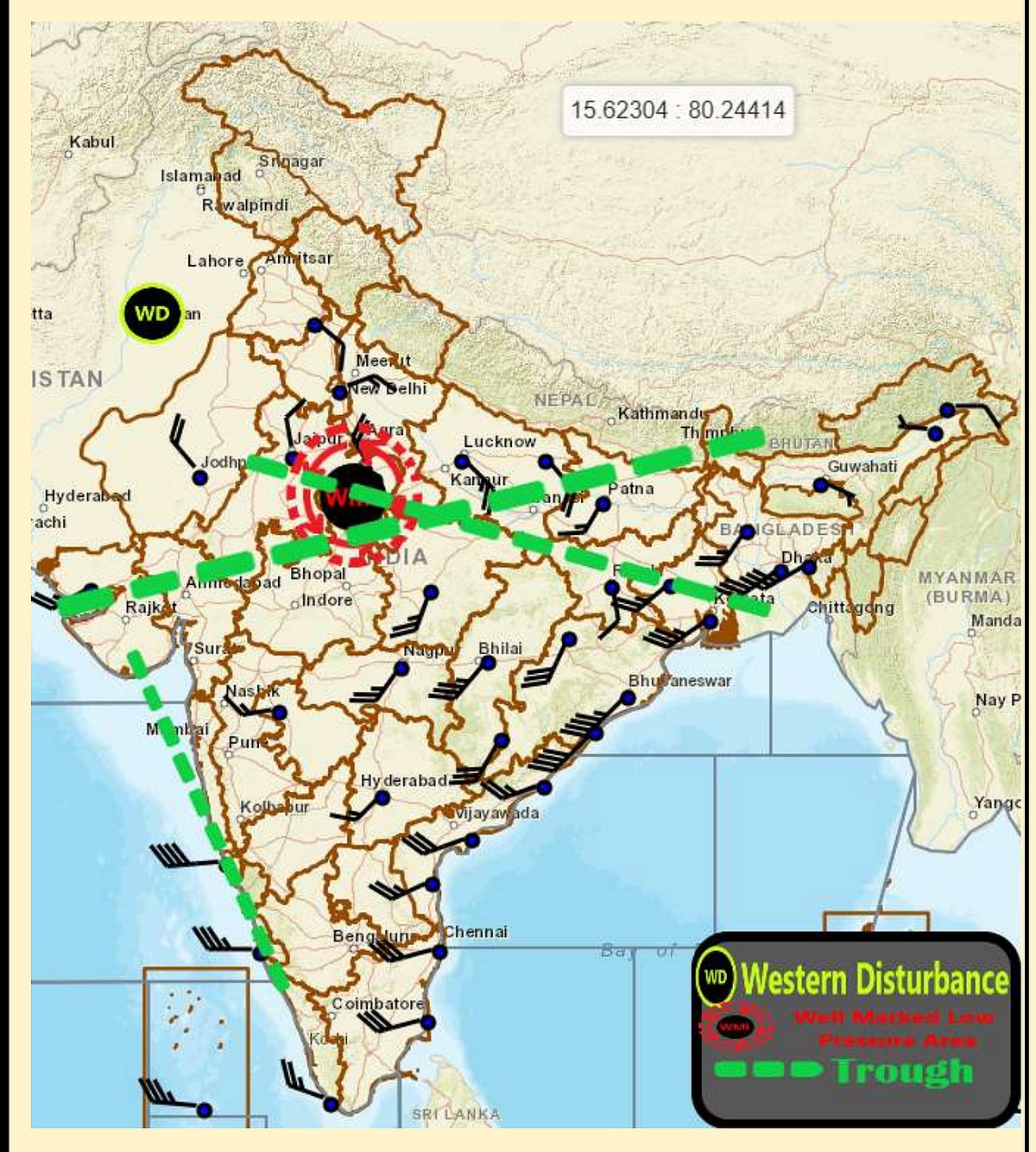 Weather systems affecting Madhya Pradesh at present