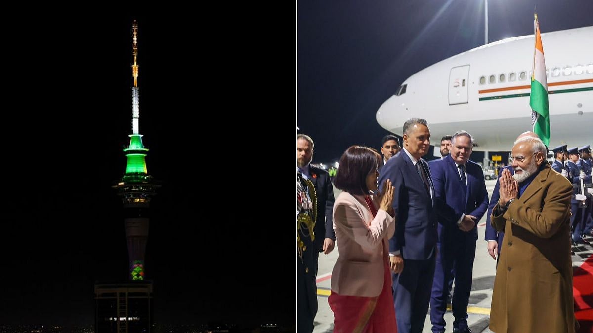 PM Modi's New Zealand Visit: Auckland's Sky Tower Illuminated In Tricolour To Welcome Indian Prime Minister | VIDEO