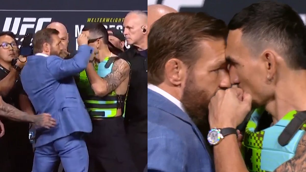 Conor McGregor Smashes Max Holloway's Glasses During Fiery UFC 329 Staredown Before Rematch | Video 