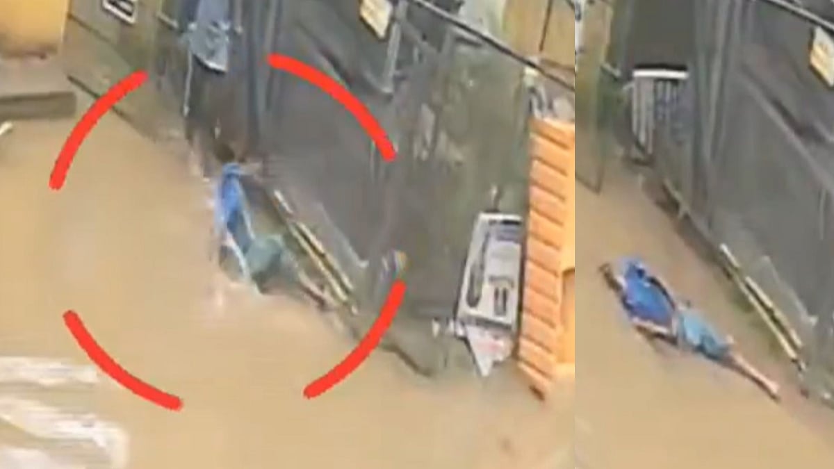 Caught On Camera: Security Guard Electrocuted While Crossing Waterlogged Road After Rain In Ghaziabad