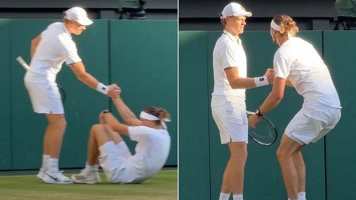 'Pure Class': Jannik Sinner Shuns Rivalry, Helps Alexander Zverev Get Up After Nasty Slip During Wimbleon 2026 Final | VIDEO