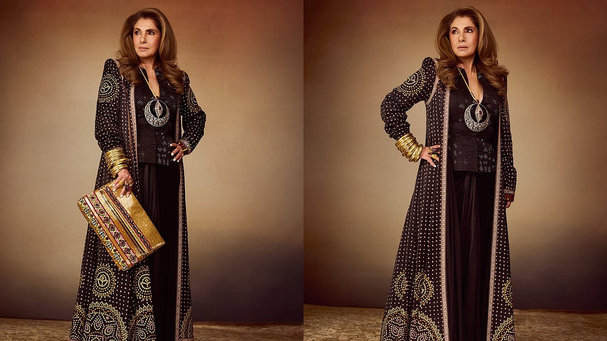 Dimple Kapadia At 69 Owns The Odyssey Mumbai Premiere In Bandhani Coat, Lord Shiva Eye Pendant