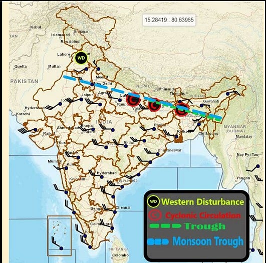 Weather systems affecting Madhya Pradesh at present 