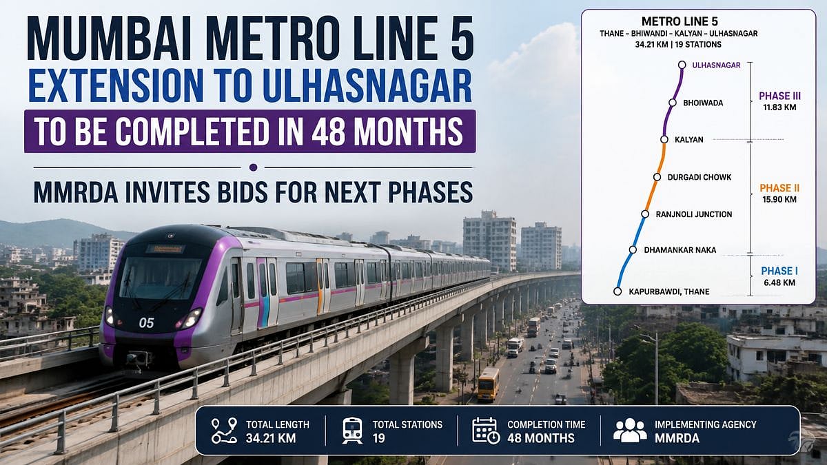 Mumbai Metro Line 5 Extension To Ulhasnagar To Be Completed In 48 Months; MMRDA Invites Bids For Next Phases