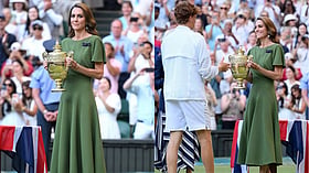 Kate Middleton attends Wimbledon final and presents trophy to Jannik Sinner in sage green