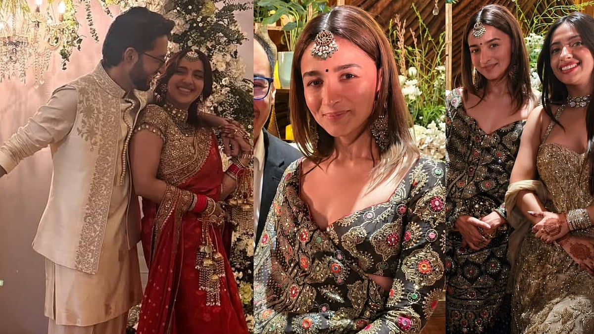 Alia Bhatt Serves Perfect 'Dulhan Ki Bestie' In Embellished Couture At Akansha Ranjan Kapoor-Sharan Sharma's Wedding Reception