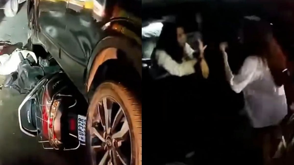 WATCH: 'I Am A Lawyer,' Woman Driver Tells Crowd After Allegedly Ramming Scooter In Lucknow; Family Alleges She Was Drunk