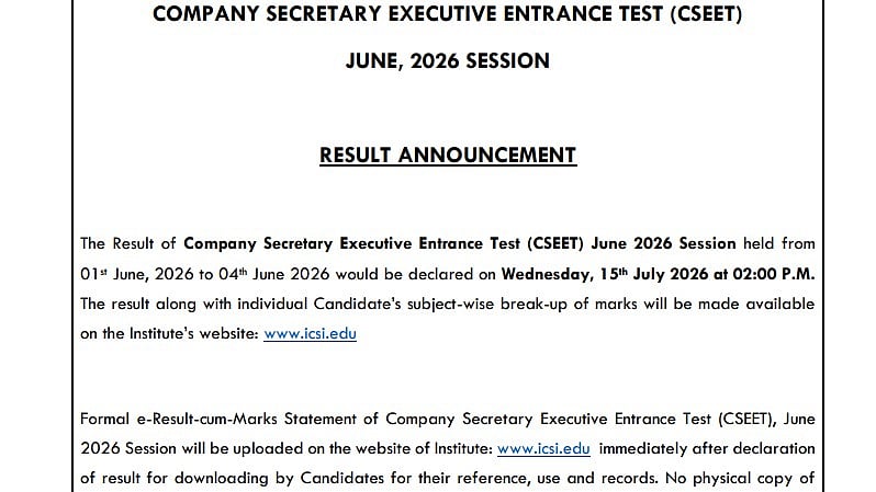 ICSI CSEET June 2026 Result To Be Declared On July 15 At 2 PM; Check Official Details Here