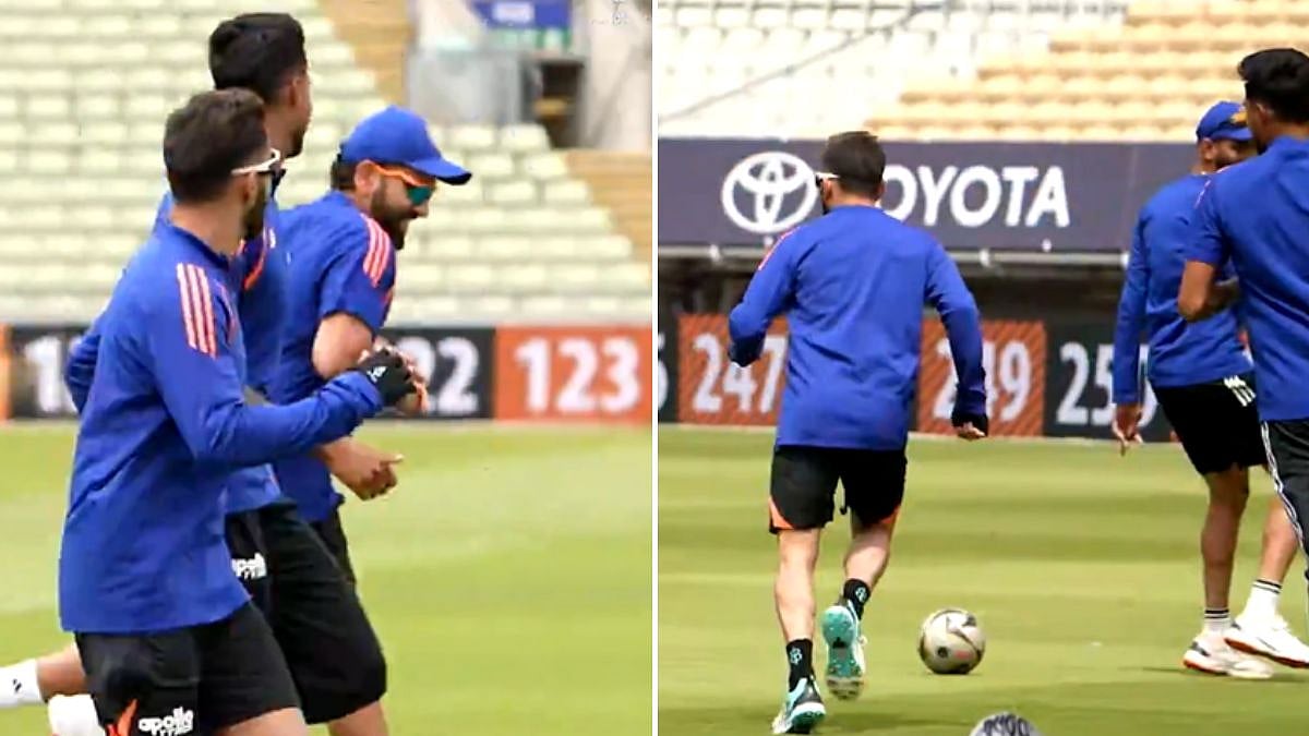 FIFA World Cup Fever Grips Indian Team! Rohit Sharma, Virat Kohli Show Football Skills Ahead Of IND vs ENG 1st ODI | VIDEO