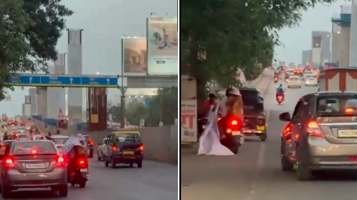 Birthday Banner Collapses On Thane Highway; Motorcyclist Narrowly Escapes Serious Injury | Video