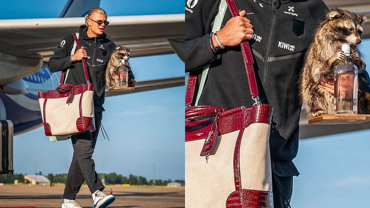 Erling Haaland Home-Returning Airport Look Is All Charts Luxury; Carries Swanky Dolce & Gabbana Sicily Tote & NYC Racoon Souvenir Worth ₹72K