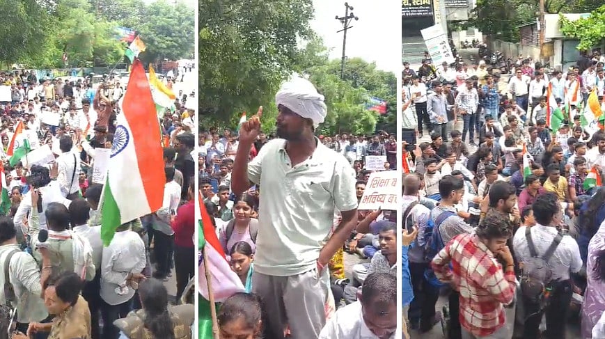 Hundreds Of Students Take Out Protest Rally, Shave Head Outside Indore Collectorate, Demand Action Over NEET Paper Leak | VIDEO
