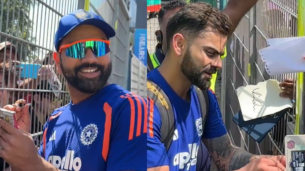 Ro-Ko Mania! Rohit Sharma, Virat Kohli Sign Phone Covers & Caps For Fans Ahead Of IND vs ENG 1st ODI | Video