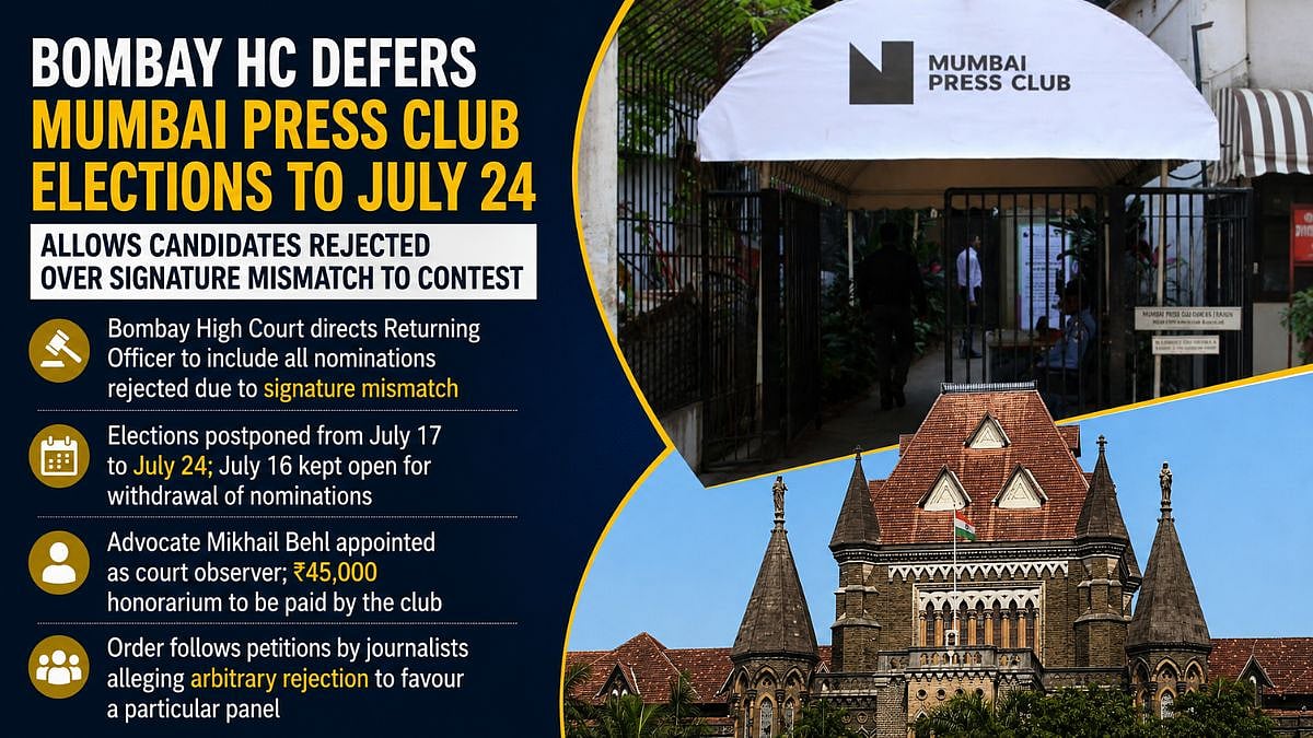 Bombay HC Defers Mumbai Press Club Polls To July 24; Candidates Rejected Over Signature Mismatch Allowed To Contest