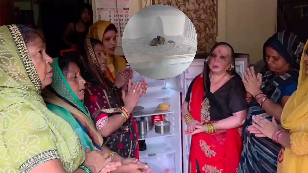 'Have Come For Baba Barfani': Agra Family's Refrigerator Draws Devotees After Ice Formation Resembles Shivling - WATCH 
