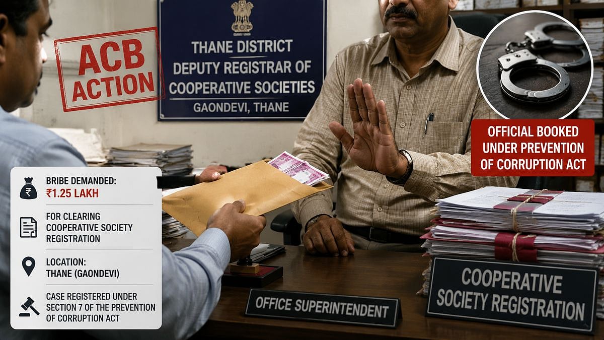 Thane Registrar's Office Superintendent Booked For Allegedly Demanding ₹1.25 Lakh Bribe To Clear Cooperative Registration