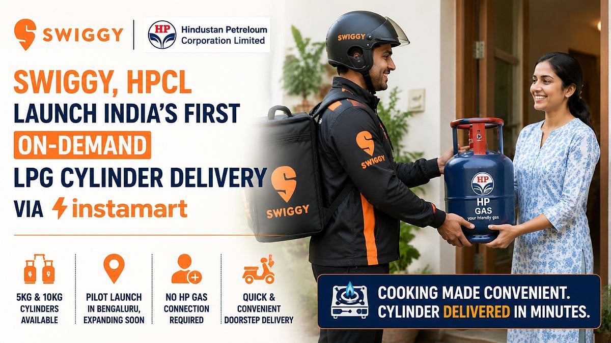 Swiggy, HPCL Launch India's First On-Demand LPG Cylinder Delivery Via Instamart
