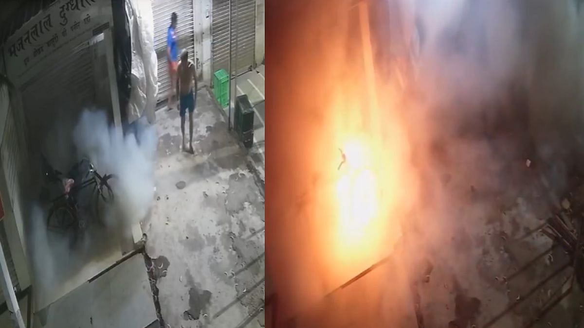 On Camera: 2 Narrowly Escape As Parked E-Scooter Bursts Into Flames Outside Shop In Vasai