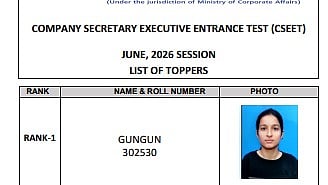 ICSI CSEET June 2026 Topper List Out; Gungun Secures AIR 1, Check Complete All India Merit List