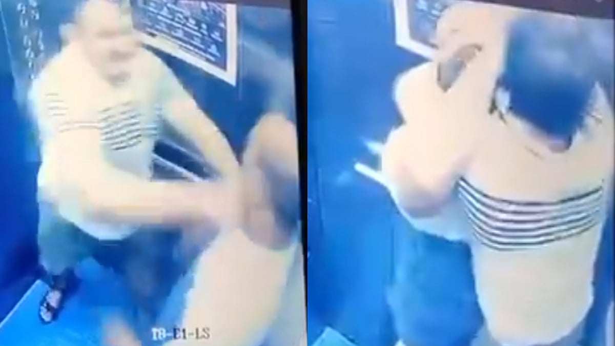 'Punches Fly, Intense Wrestling': 2 Men Fight Inside Lift Over Society Dispute In Ghaziabad | VIDEO
