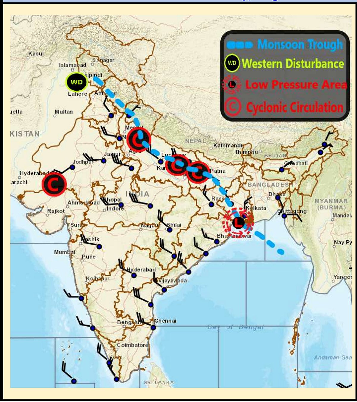 Weather systems affecting Madhya Pradesh at present