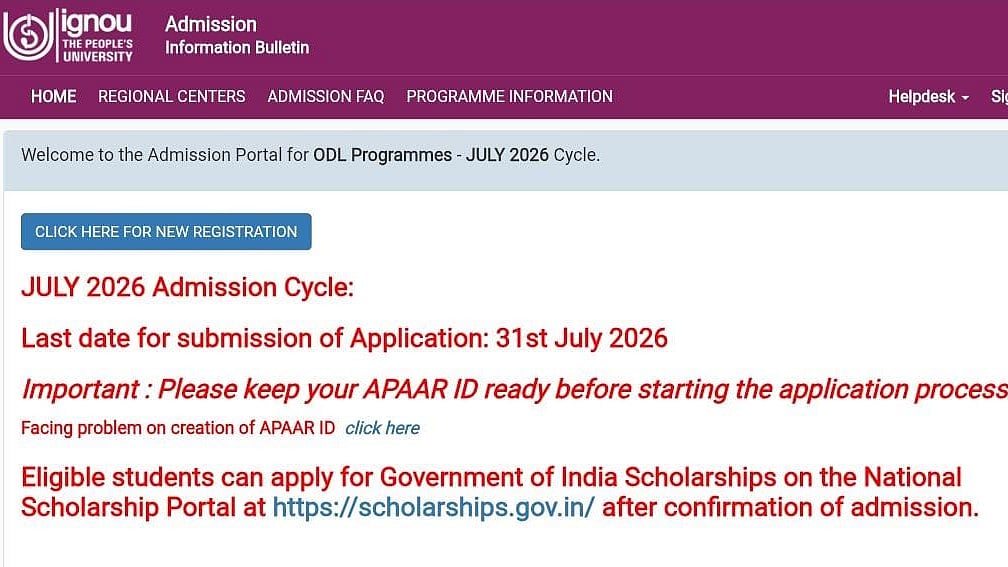 IGNOU July 2026 Admission Deadline Extended Till July 31 For ODL And Online Programmes; Check Steps To Apply