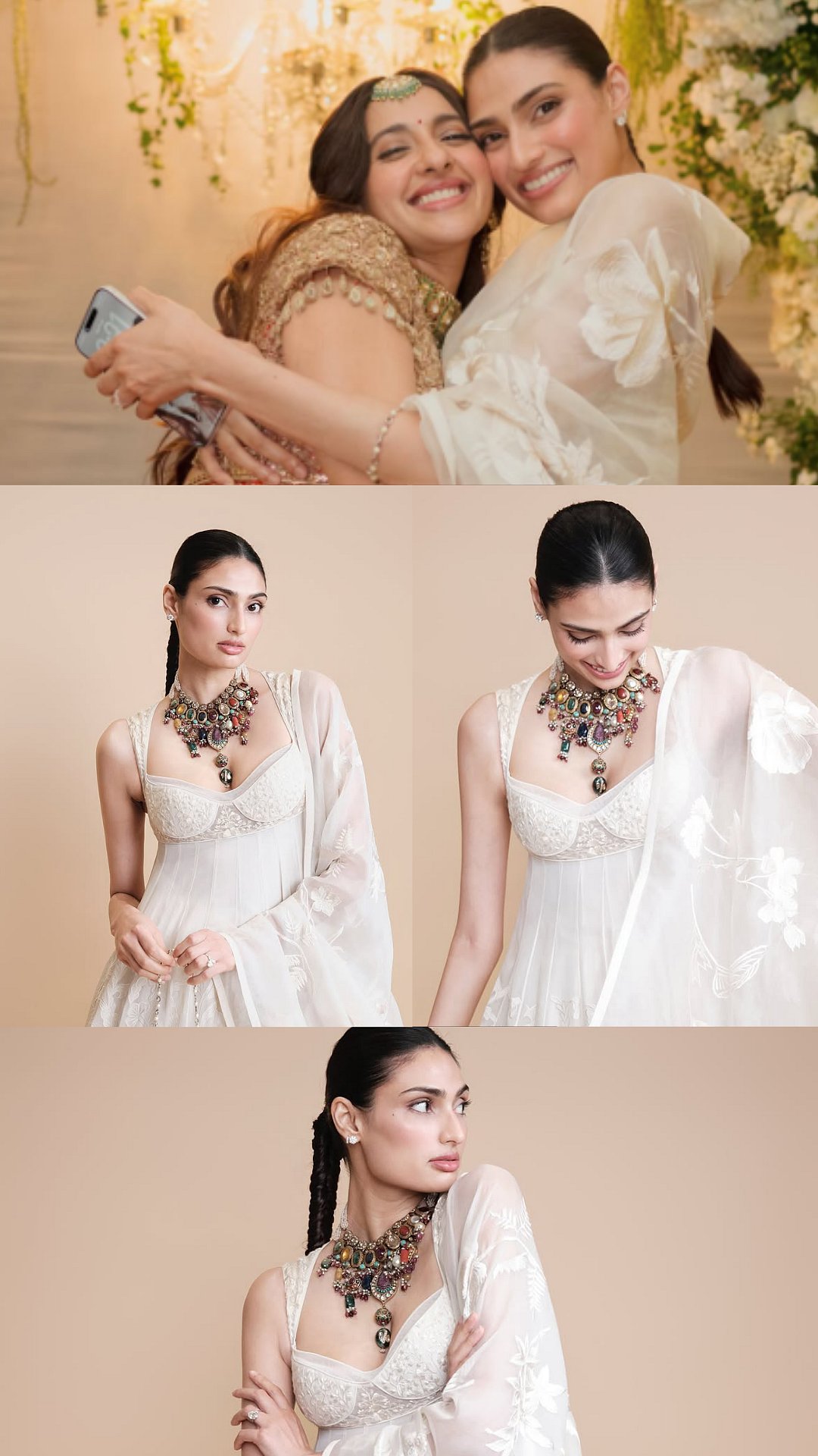 Athiya Shetty Nails Quiet Luxury In Museum-Worthy Navratna Necklace & Ivory Couture At Akansha Ranjan Kapoor's Wedding