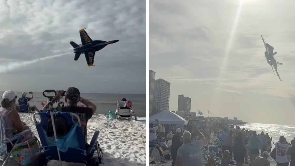 VIDEO: Tents, Chairs Sent Flying As US Air Force's Blue Angels Perform Low Flyby Over Florida Beach; Safety Review Ordered
