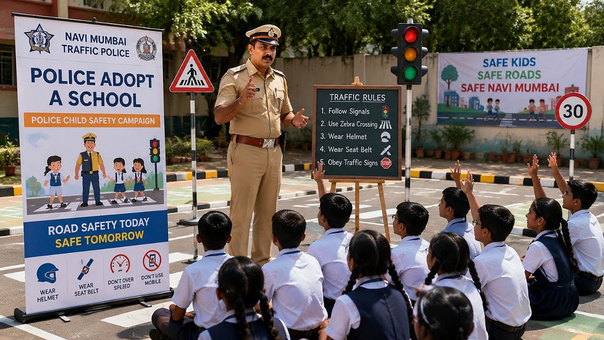 Navi Mumbai Traffic Police Launch 'Police Adopt A School' Campaign To Promote Road Safety Among Students