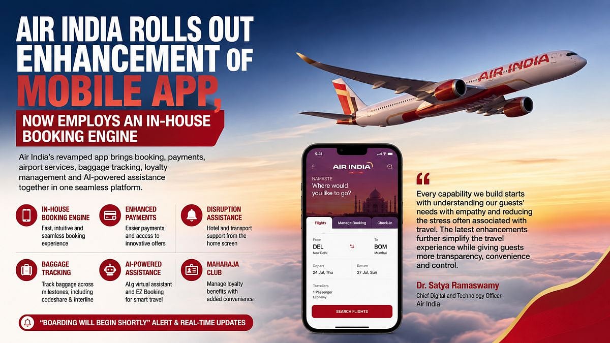 Air India Rolls Out Revamped Mobile App With In-House Booking Engine, AI-Powered Travel Features