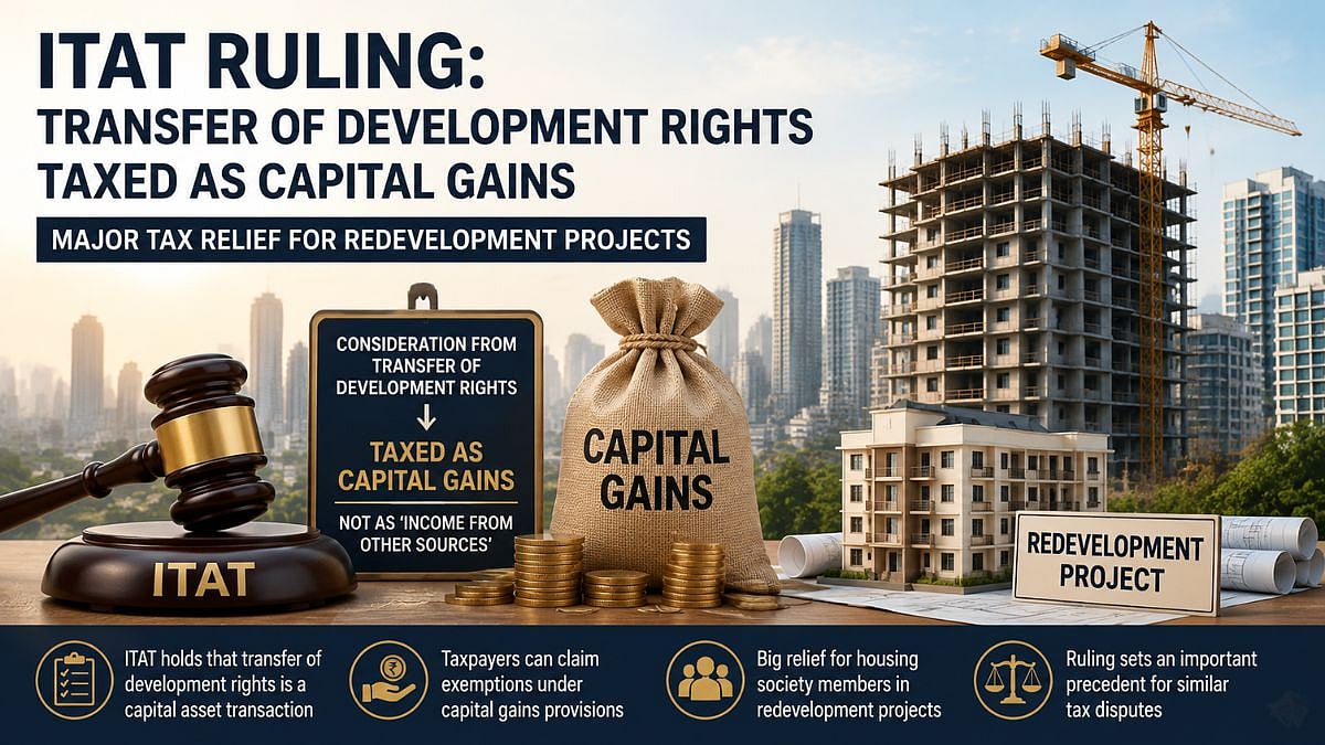 ITAT Rules Transfer Of Development Rights Taxable As Capital Gains, Brings Clarity For Redevelopment Projects