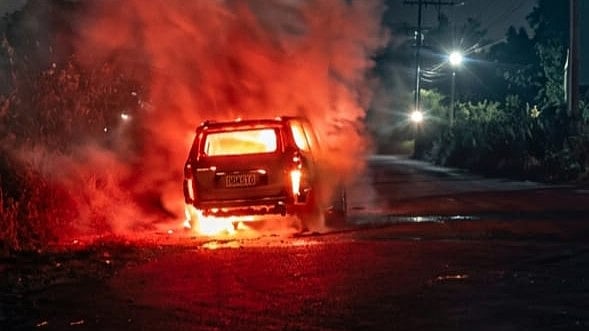 Scorpio SUV Gutted In Early Morning Fire On Beed’s Barshi Road Bridge; Driver Escapes Unhurt