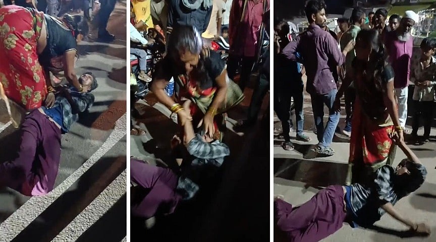 Saree-Clad Woman Drags Drunk Man Publicly For Eve-Teasing In MP's Chhatarpur | VIDEO