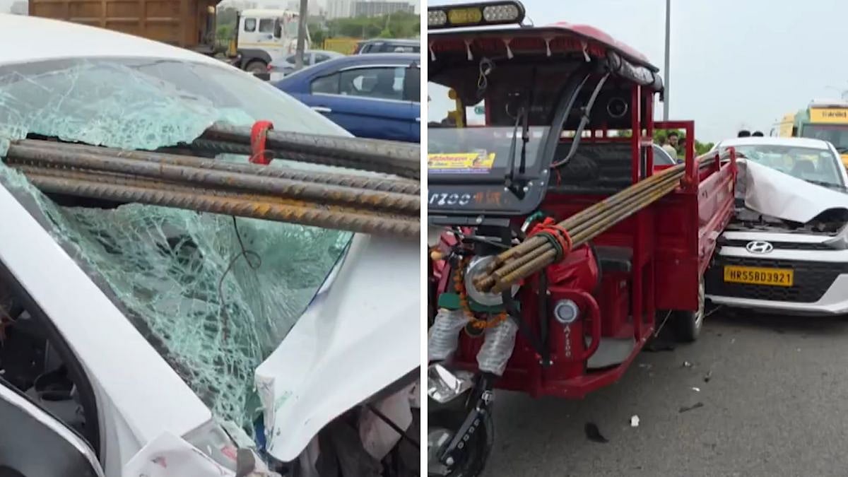 Cab Driver Killed After Iron Rod From E-Rickshaw Pierces Chest In Dwarka Expressway Crash | Video