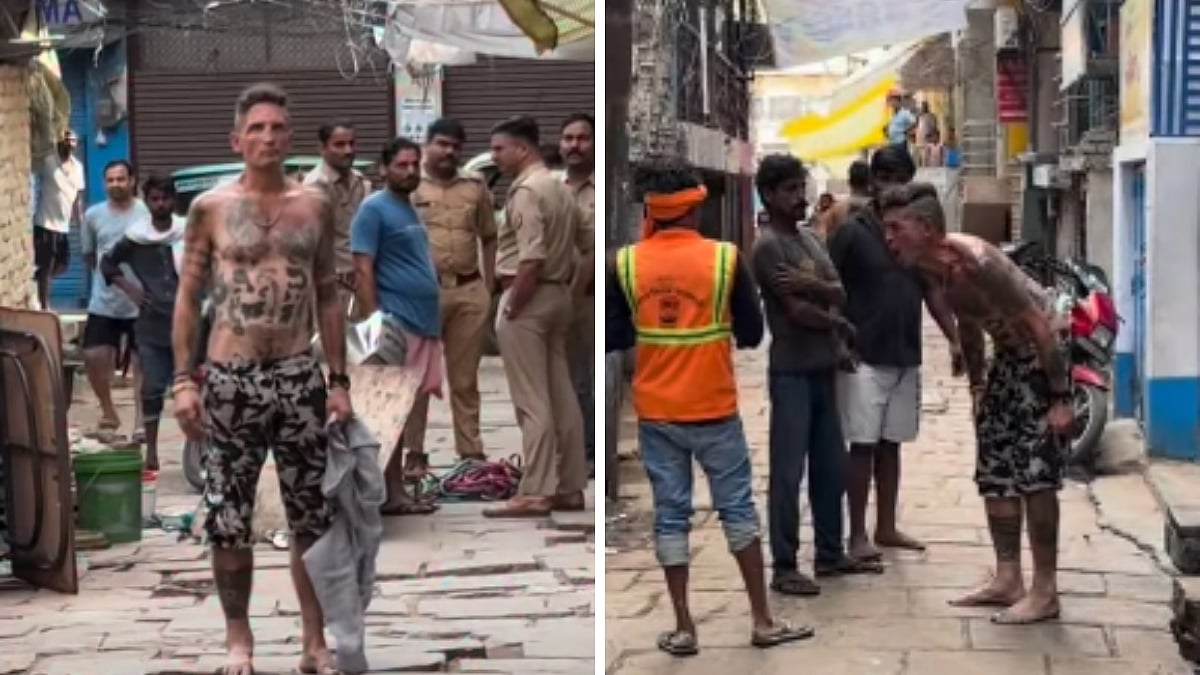 VIDEO: Semi-Naked Foreign National Creates Panic In Varanasi, Enters Houses, Bites Resident Before Being Detained
