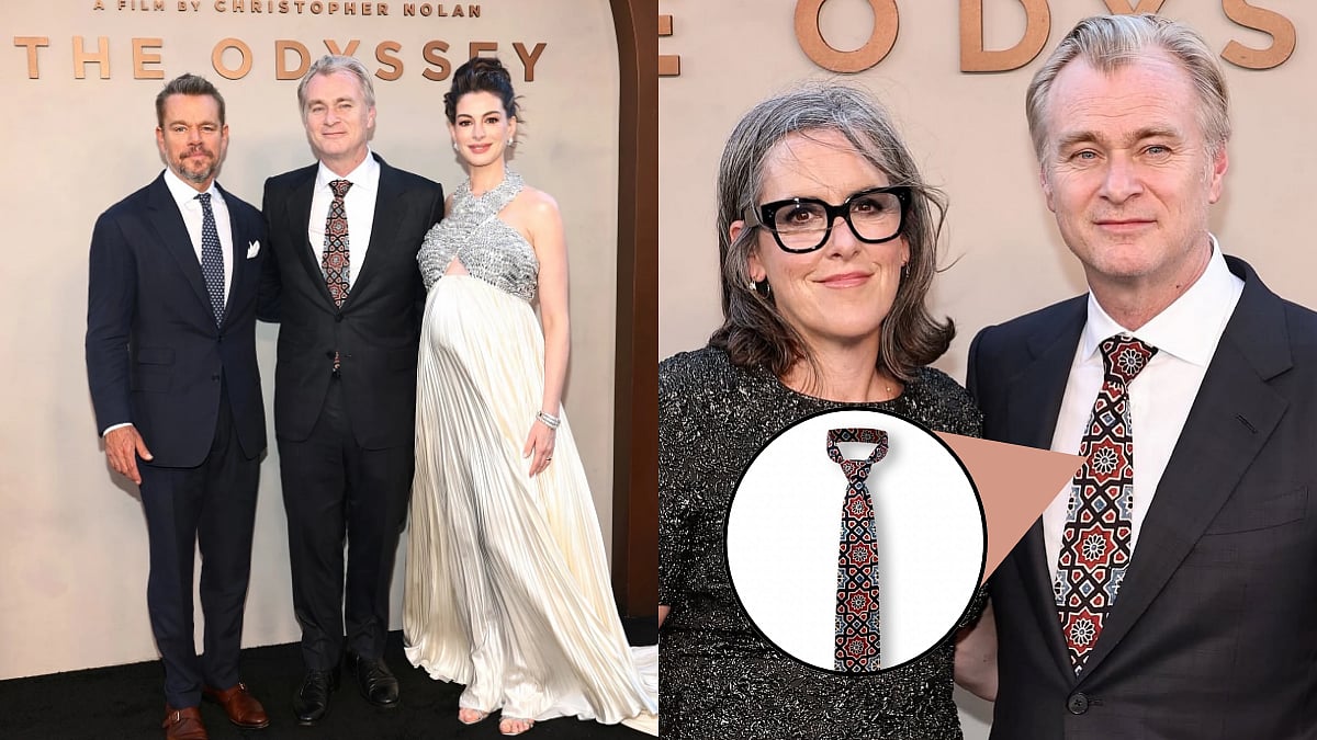 Christopher Nolan's Ajrakh Tie At The Odyssey Premiere In New York Puts Indian Craft On The Global Stage