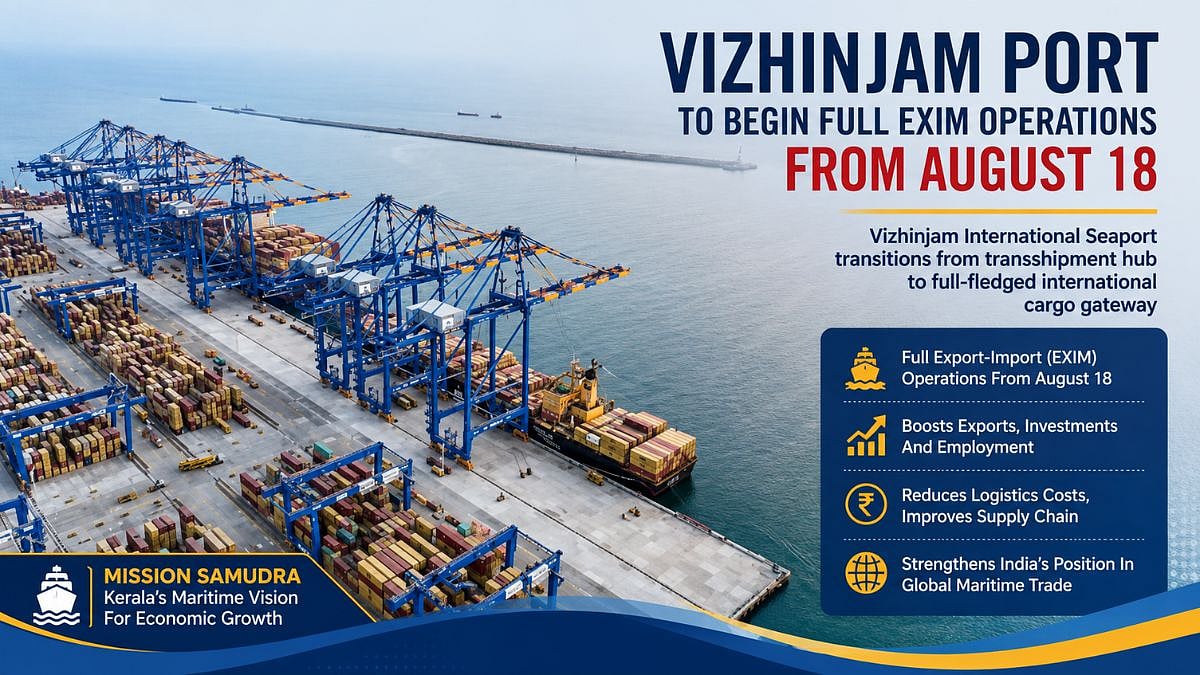 Kerala: Vizhinjam International Seaport To Begin Full EXIM Operations From August 18, Boosting State's Maritime Trade Hub
