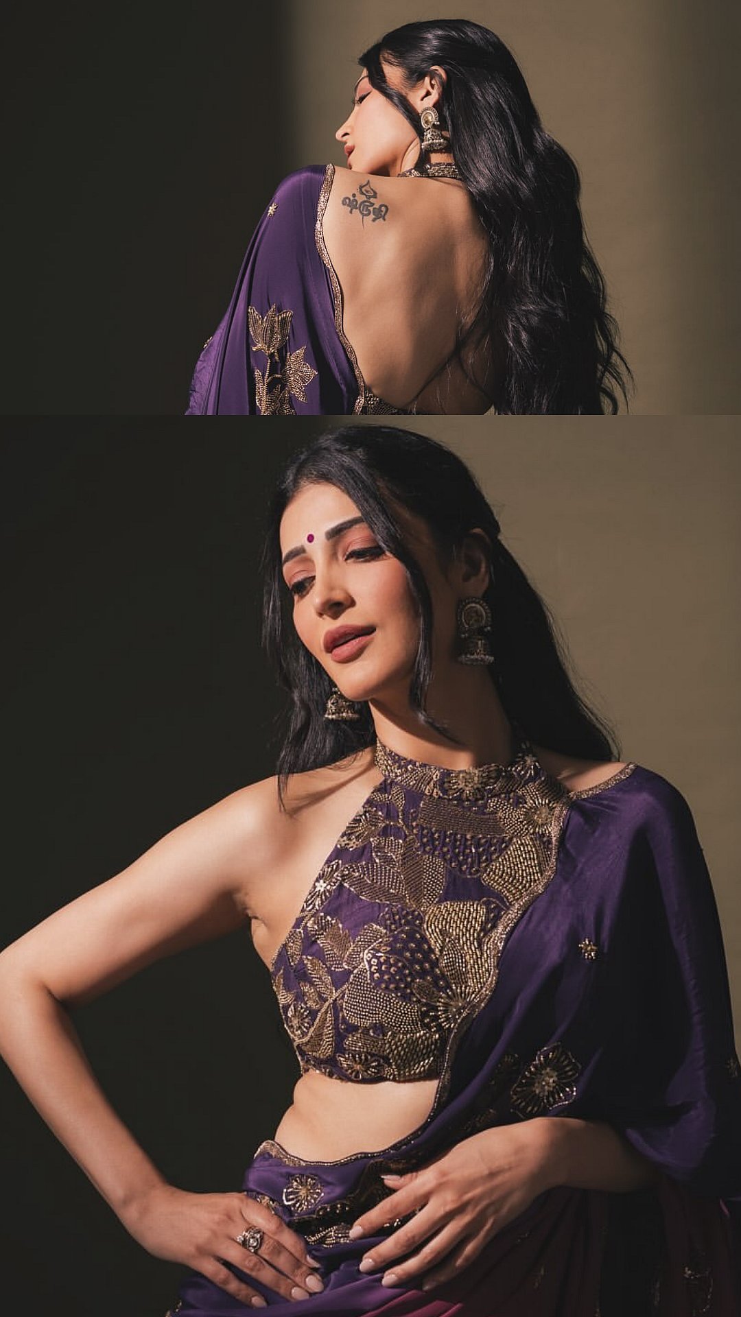 Shruti Haasan Serves Regal Glam In A ₹1.95 Lakh Saree With Intricate Zari Work & Halter Neck Blouse