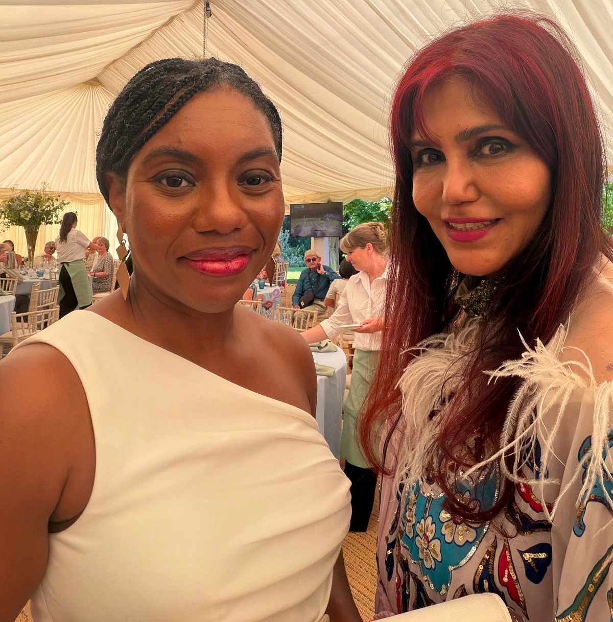 Former cabinet minister Kemi Badenoch and now leader of Conservative Party with Nisha JamVwal