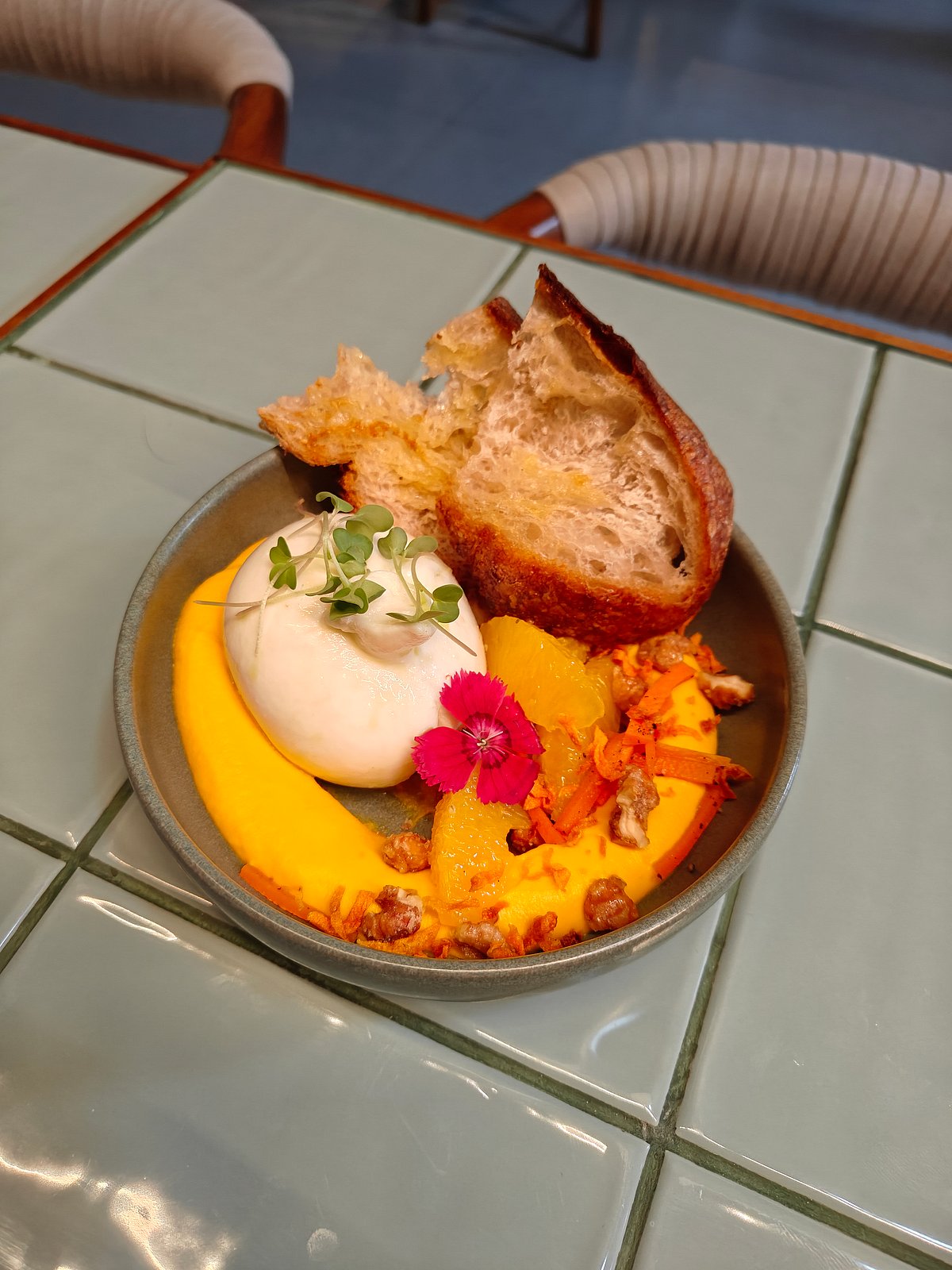 Textures of Carrot with Burrata
