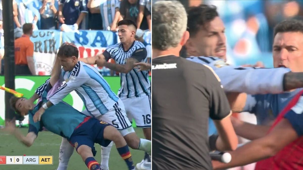 Ugly Scenes! Argentina's Paredes Throws Punch At Spain's Gavi After World Cup Final In Massive Brawl | VIDEO