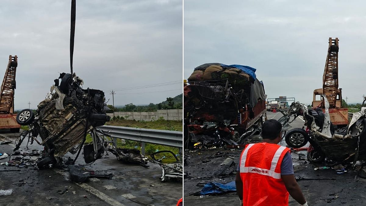 Maharashtra Tragedy: 6 Killed After Truck Rams Car, Vehicles Catch Fire On Samruddhi Expressway In Wardha | VIDEO