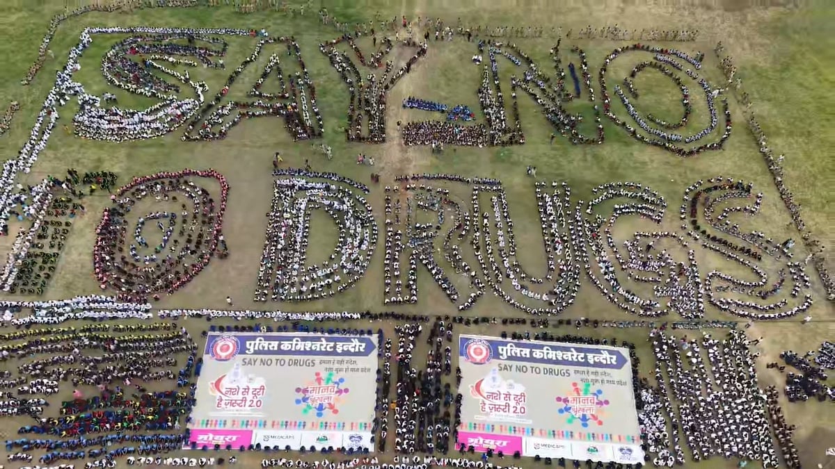 Indore Police Set World Record With 8,534-Strong Anti-Drug Human Chain