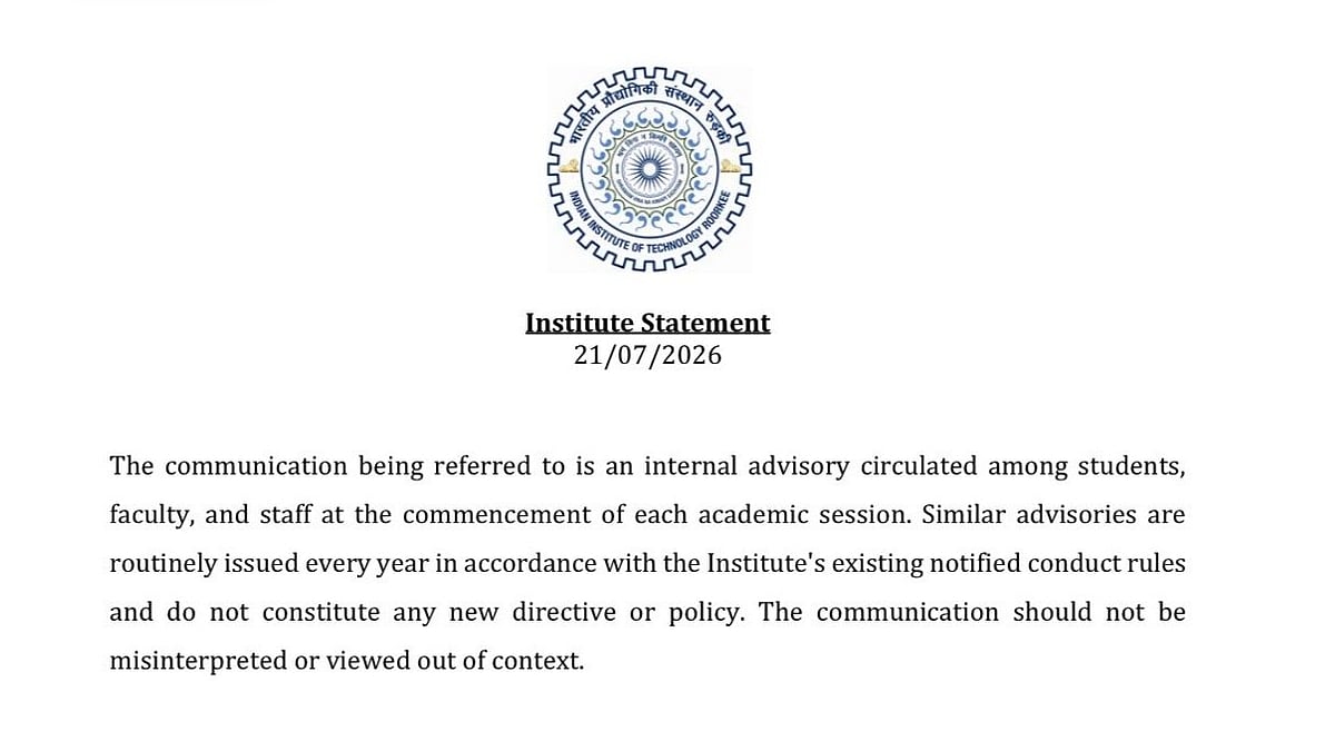 IIT Roorkee Clarifies Viral Social Media Advisory, Says ‘Routinely Issued Every Year’
