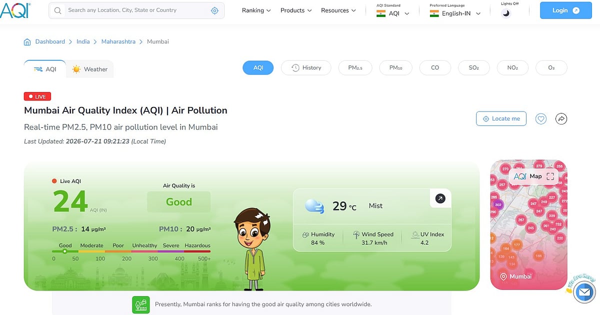 Mumbai's overall AQI
