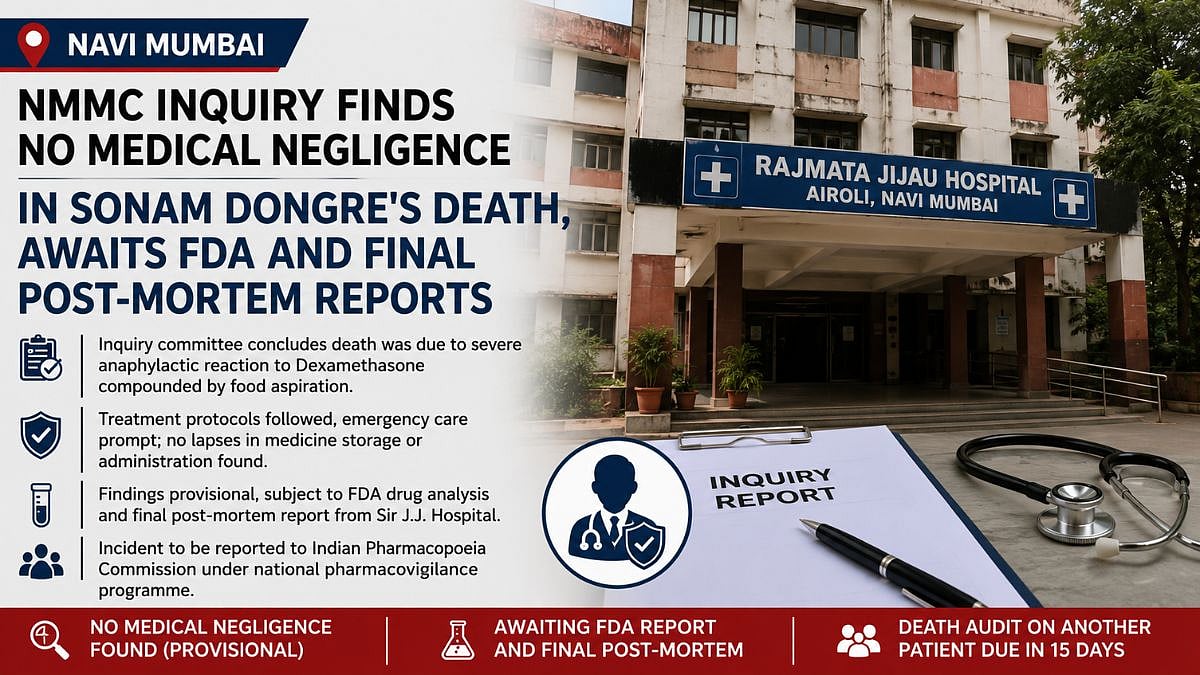 Navi Mumbai: NMMC Inquiry Finds No Medical Negligence In Sonam Dongre's Death, Awaits FDA And Final Post-Mortem Reports