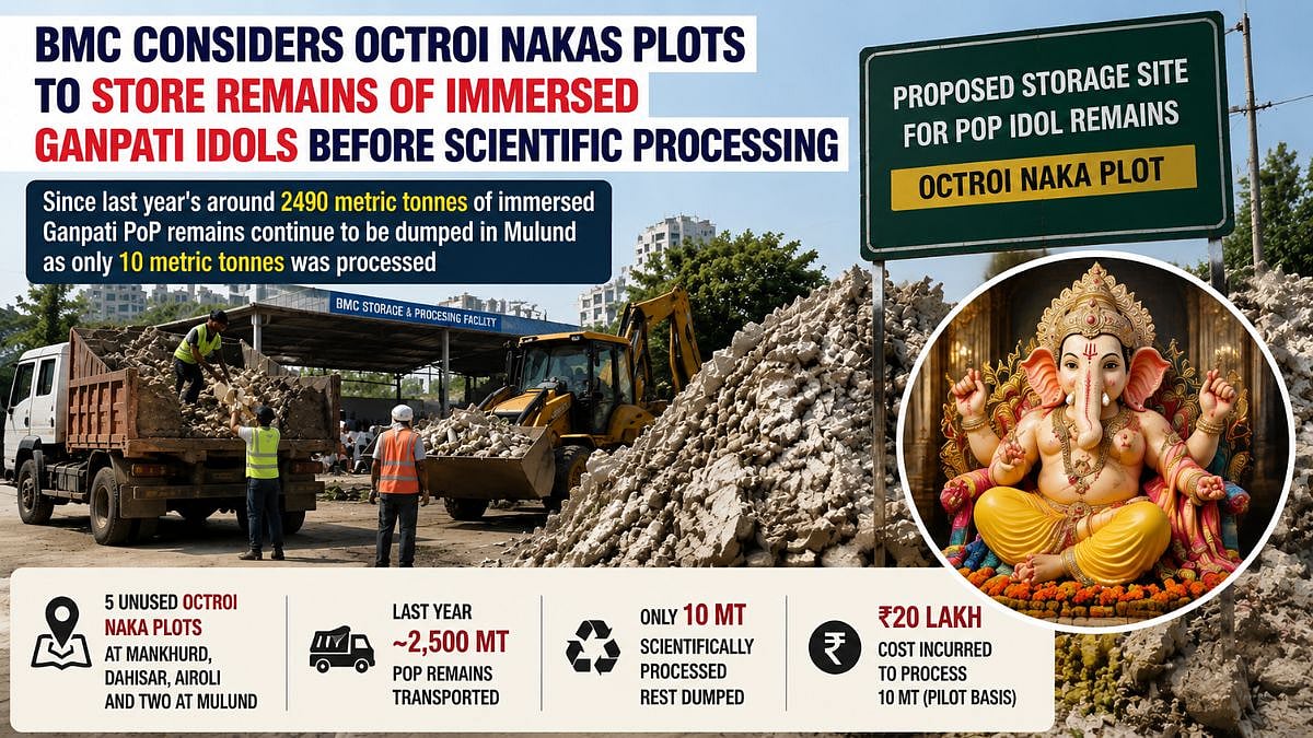 Mumbai: BMC Considers Octroi Naka Plots To Store Immersed PoP Ganpati Idol Remains For Scientific Recycling