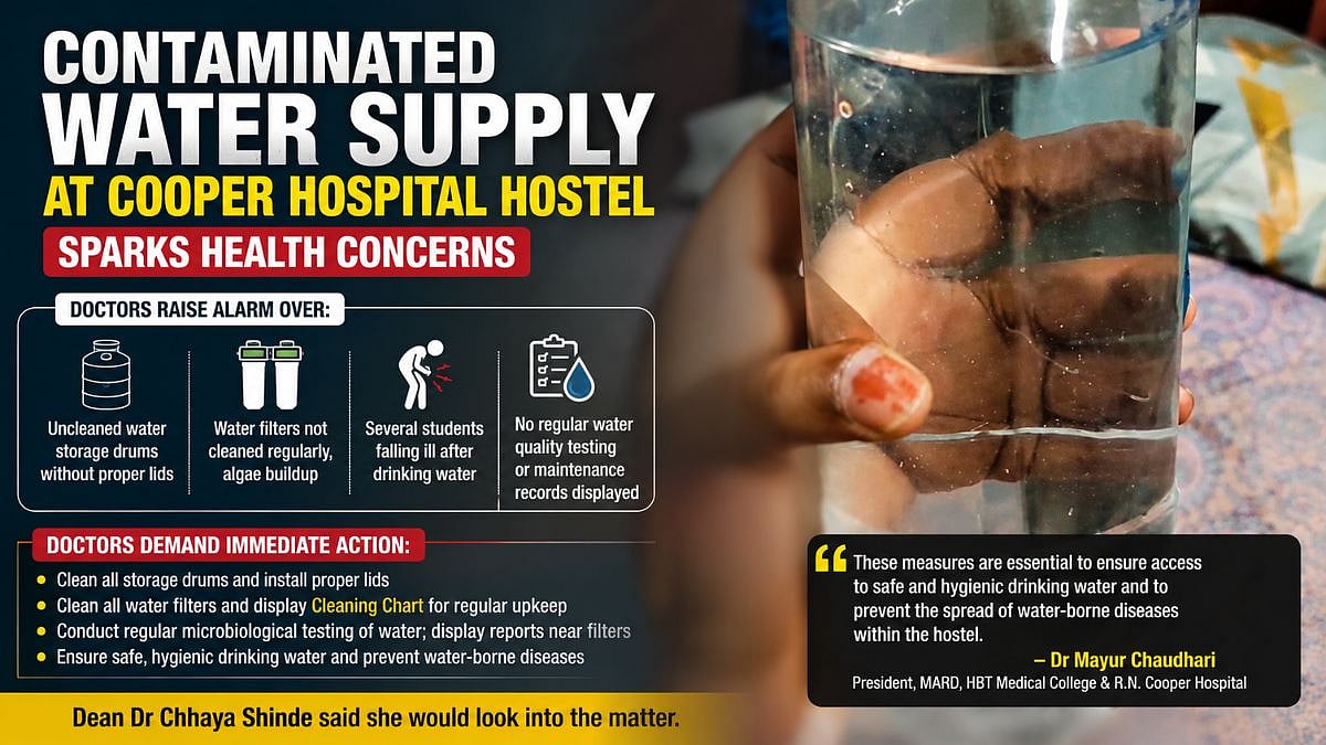 Mumbai: Cooper Hospital Hostel Doctors Allege Contaminated Drinking Water Supply, Seek Urgent Corrective Measures